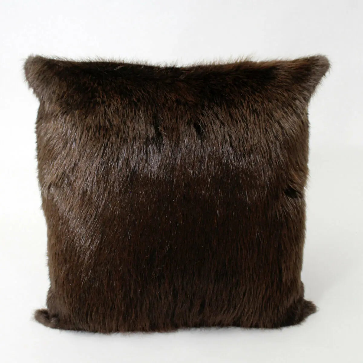 Dark Brown Longhair Beaver Fur Pillow