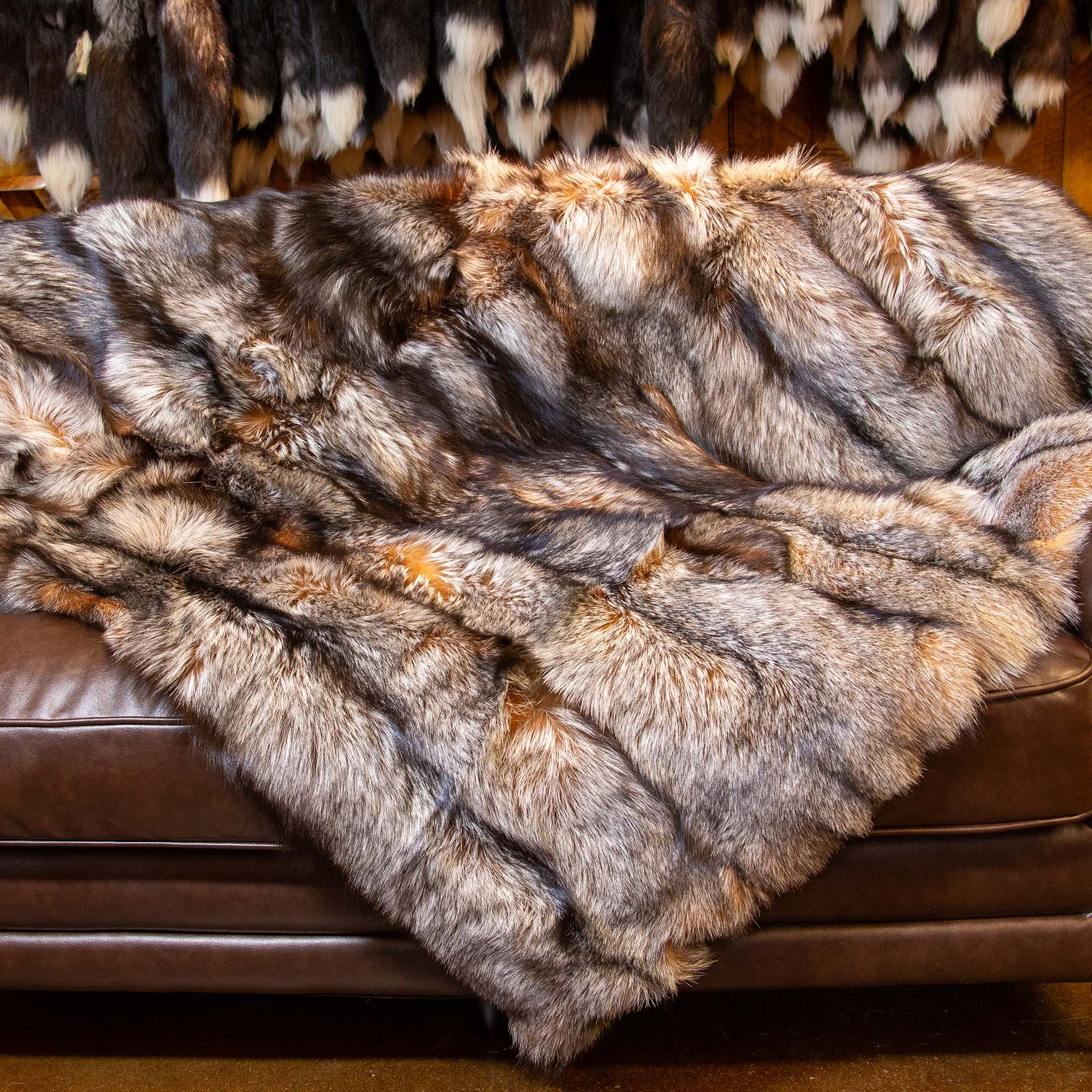 Scandinavian Crystal Fox Fur Blankets Throws