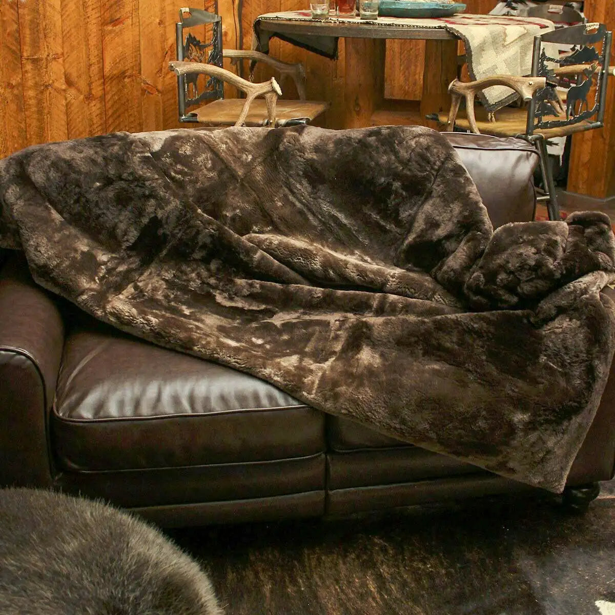 brown beaver fur blanket