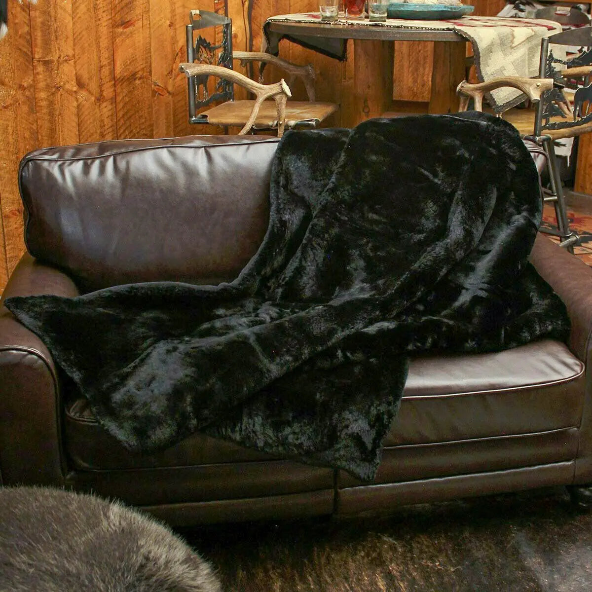 Real Black Beaver Fur Blanket True North Furs