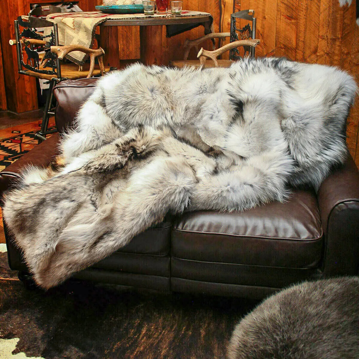 Extra Pale Arctic Wolf Fur Blanket