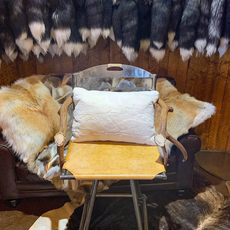 Ivory Hand Plucked Sheared Beaver Fur Pillow