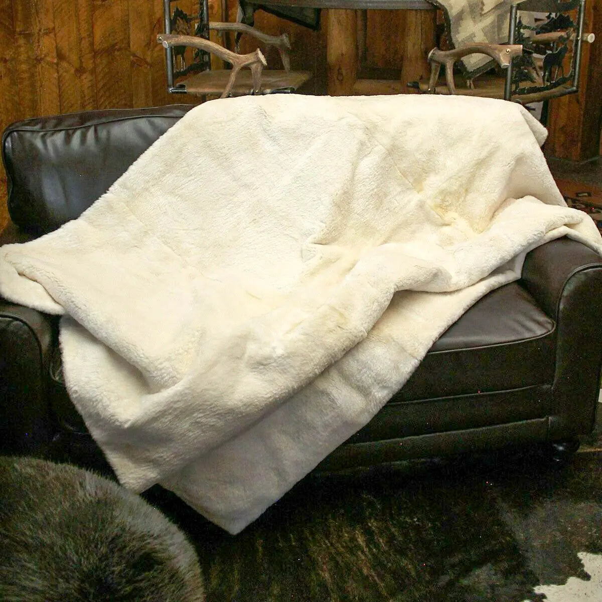 White beaver fur blanket