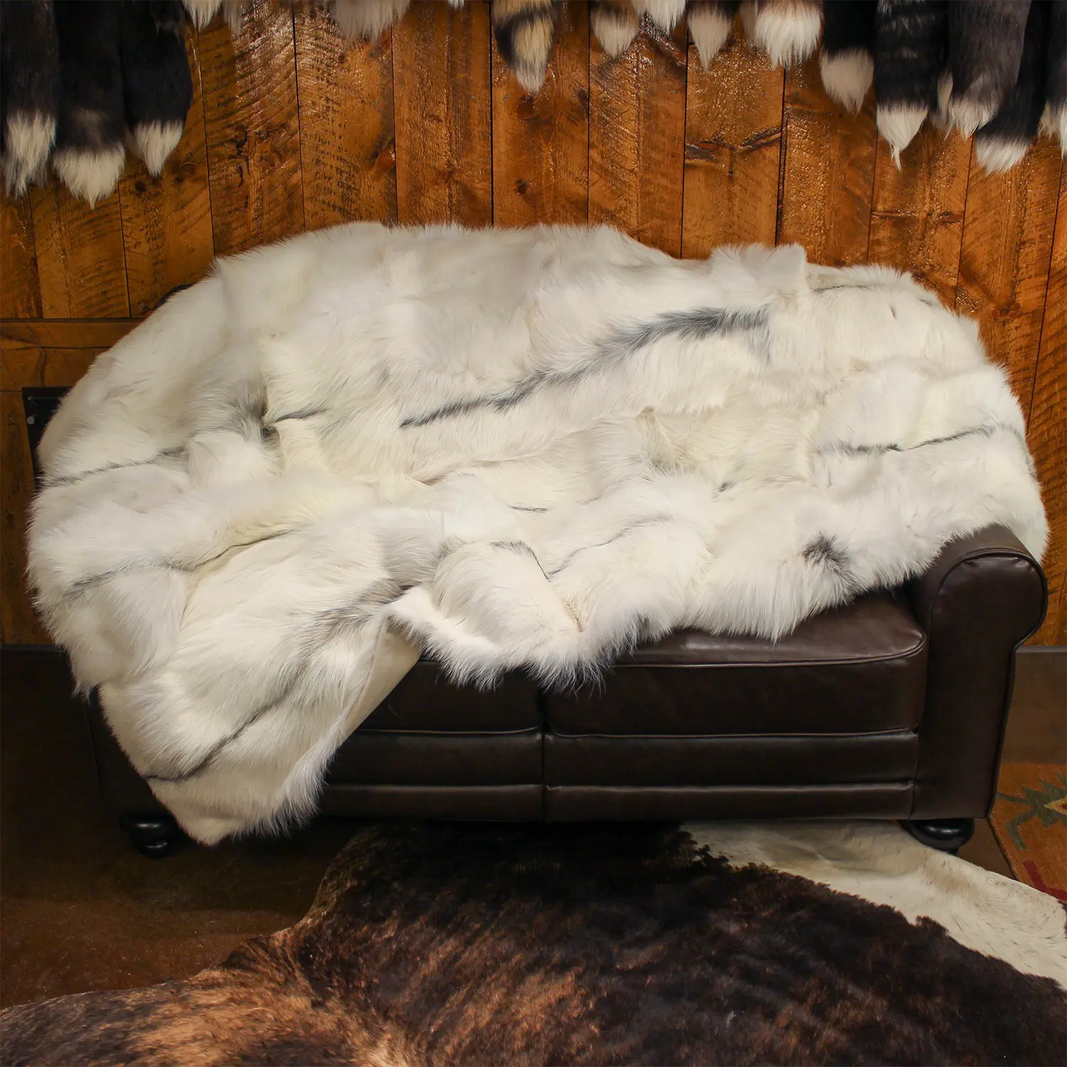 Scandinavian Marble Fox Fur Blanket