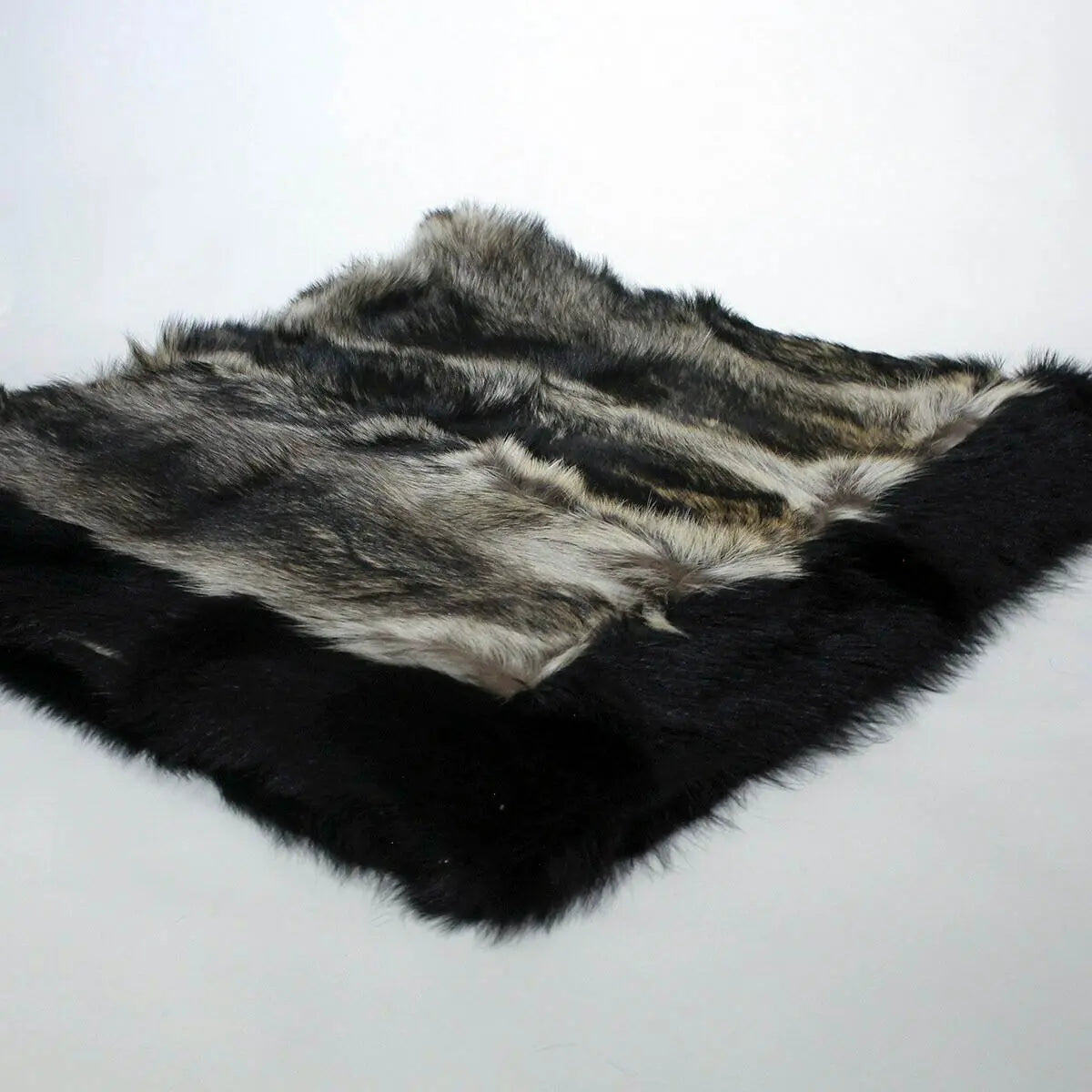 Raccoon Fur Blanket with Black Trim