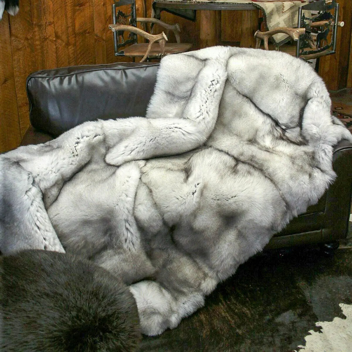 Scandinavian Blue Fox Fur Blankets Throws