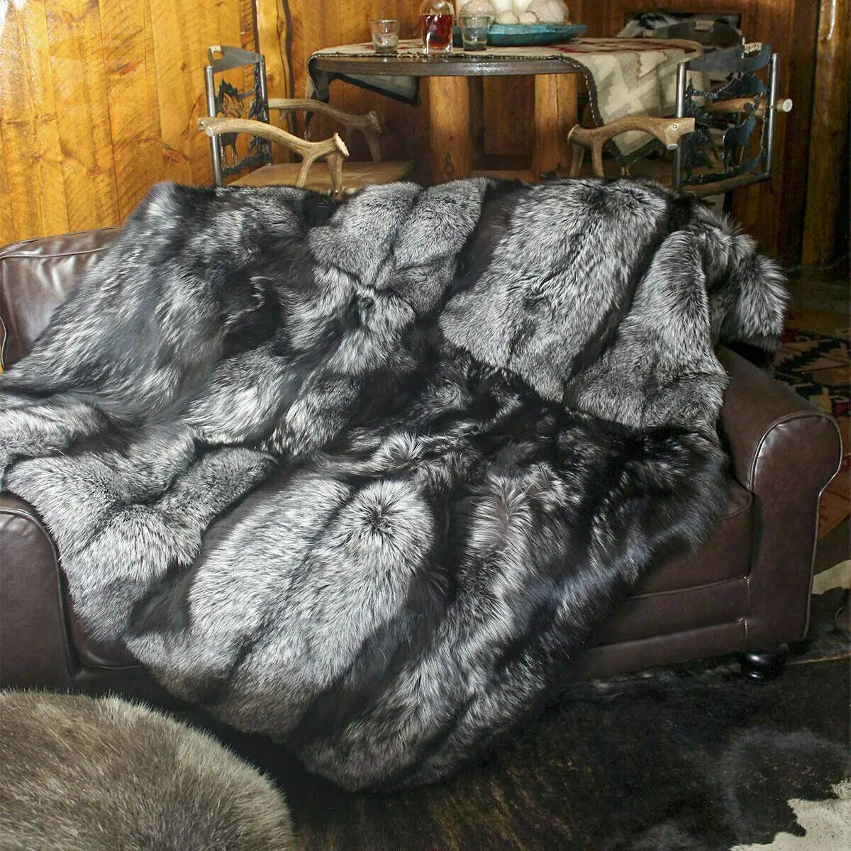 Scandinavian Silver Fox Fur Blanket